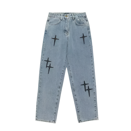 Bedruckte Baggy-Jeans